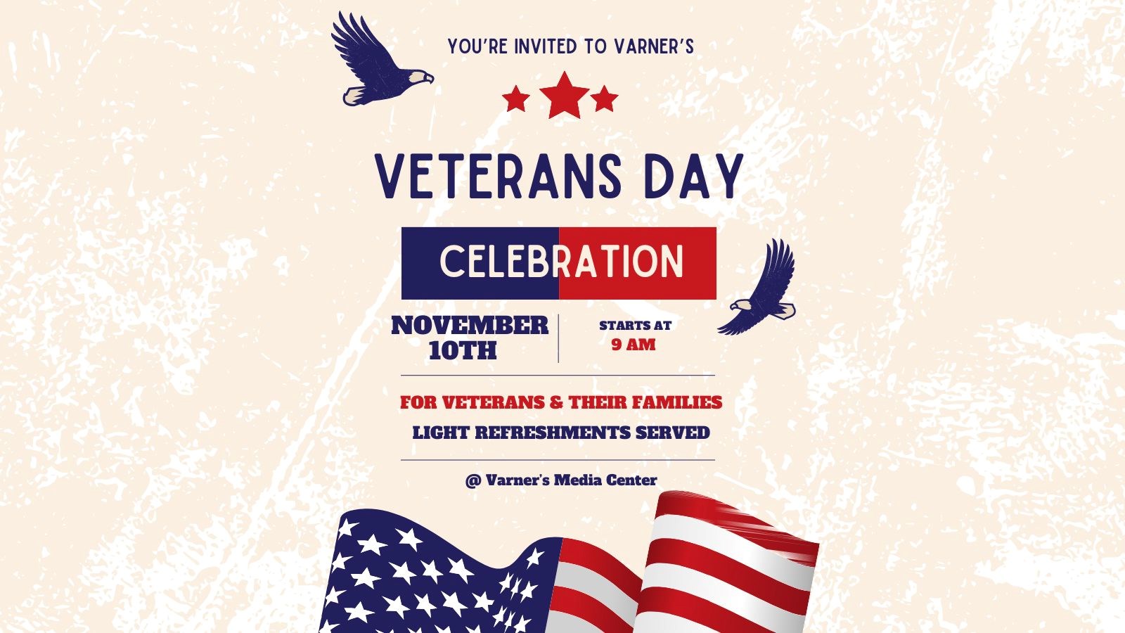 Veterans Day Celebration November 10th at 9am